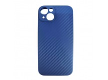 Чехол силиконовый iPhone 14 карбон синий