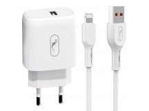 Адаптер Сетевой с кабелем SKYDOLPHIN SC22EL (повр. уп.) USB 2,4A/12W (USB/Lightning) (white)(234946)