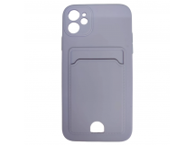 Чехол силиконовый iPhone 11 матовый цветной с визитницей сиреневый