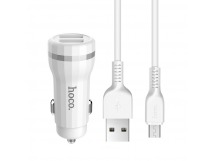 Автомобильное ЗУ HOCO Z27 + кабель Micro USB (2USB/2.4A) белый