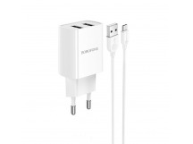 СЗУ BOROFONE BA53A PowerWay (2-USB/2.1A) + micro USB кабель (белый)