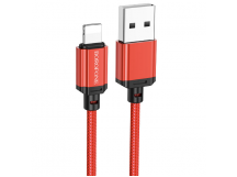 Кабель USB - Lightning BOROFONE BX87 (2.4A/1m/текстиль) красный