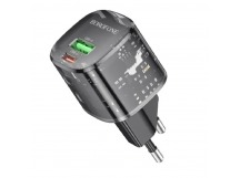 Сетевое зарядное устройство USB/Type-C Borofone BN17 (20W, QC3.0, PD, прозрачный корпус) Черный