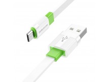 Кабель USB - micro USB Borofone BX89 (повр. уп.) 100см 2,4A  (white/green) (235406)