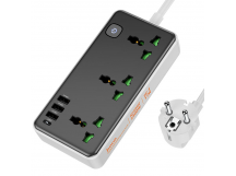 Сетевой удлинитель Hoco AC7A, 1.5м, EU/UK/US + (1C3A), 2500W/USB 17W, черный