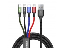 Кабель USB Baseus 4 в 1 ( MicroUSB + Type-C + 2*Lightning) 3.5A (1,2 м) (черный) (CA1T4-A01)