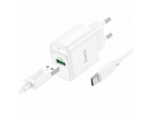 СЗУ с выходом USB Hoco C140A (18W/QC3.0/1USB/кабель Type-C) белое