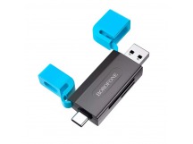 Card Reader Borofone DH9 Wisdom 2-in-1 (USB3.0/Type-C 3.0/SD+TF3.0) черно-синий