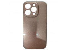 Чехол силиконовый iPhone 15 Pro блестки с защитой камеры шоколадный