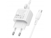 Адаптер Сетевой с кабелем Borofone BAS41A Potential 2USB 12A/2,4W (Type-C/USB) (белый) (235127)