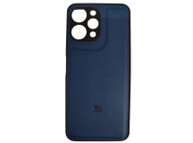 Чехол силиконовый Xiaomi Redmi 12 под кожу с лого синий