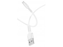 USB кабель для зарядки micro USB 1м, 2,4A, силиконовый, белый GP21M "GoPower"