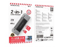 КартРидер BOROFONE DH9 2в1 (Micro SD/SD) USB/Type-C 2.0 серый