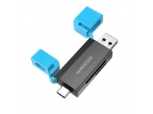 КартРидер BOROFONE DH9 2в1 (Micro SD/SD) USB/Type-C 3.0 голубой