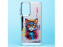 Чехол силиконовый Samsung A25 зекркальный с принтом "Кот"