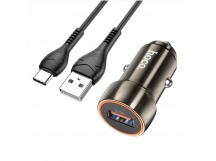 Адаптер автомобильный HOCO Z46 + кабель USB - Type-C (серый)