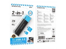 КартРидер BOROFONE DH9 2в1 (Micro SD/SD) USB 3.0 голубой