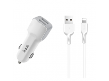 АЗУ с выходом USB Hoco Z23 (12W/2.4A/2USB/кабель Lightning) белое