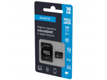 16Гб карта памяти MAXVI microSD + SD адаптер class10 UHC-I
