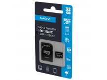 32Gb карта памяти MAXVI microSD + SD адаптер class10 UHC-I