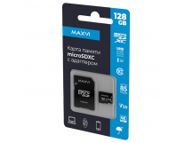 128Gb карта памяти MAXVI microSD + SD адаптер class10 UHC-I