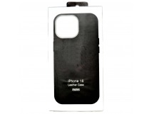 Чехол-накладка для Apple iPhone 16 кожаный Magsafe, черный