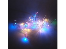 Гирлянда светодиодная "Нить", SE-STRING-550M, 5м, 50 LED, мульти (4цв.), 3*АА, серебр. шнур 0,3м, Fu