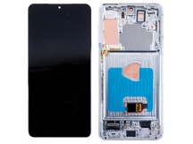 Дисплей для Samsung Galaxy S21+ (G996B) модуль с рамкой Серебро - (OLED) (Full Size)
