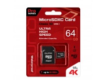 Карта флэш-памяти MicroSD 64 Гб Qumo Class 10 UHS-I U3 adp (QM64GMICSDXC10U3BL) (238707)