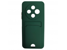 Чехол силиконовый Tecno Spark 30С матовый цветной с визитницей темно-зеленый