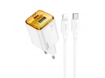 Адаптер Сетевой с кабелем Hoco N52 USB/Type-C 3A/20W (Lightning/Type-C) (white) (236358)