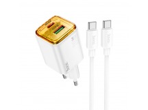 Адаптер Сетевой с кабелем Hoco N52 USB/Type-C 3A/20W (Type-C/Type-C) (white) (236360)