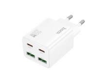 Адаптер Сетевой с кабелем Hoco N55 2Type-C/2USB 3A/20W (Lightning/Type-C) (white) (236342)