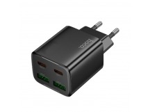 Адаптер Сетевой с кабелем Hoco N55 2Type-C/2USB 3A/20W (Type-C/Type-C) (black) (236343)