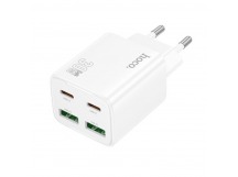 Адаптер Сетевой с кабелем Hoco N56 2Type-C/2USB 3A/30W (Type-C/Type-C) (white) (236338)