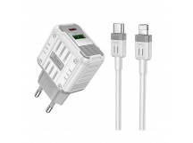 Адаптер Сетевой с кабелем Hoco C135A Rock USB/Type-C 3A/20W (Lightning/Type-C) (white) (236005)