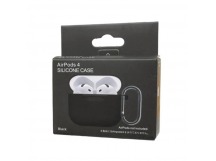 Чехол для наушников AirPods 4 Silicone Case с карабином черный