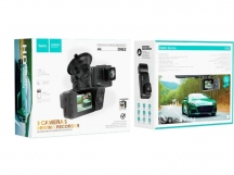 Автомобильный видеорегистратор HOCO DI62 HD, 2" экран, 2 камеры+камера заднего вида