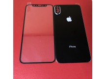 Защитное стекло iPhone X/XS/11 Pro 3D металл черное переднее+ заднее