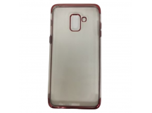 Чехол Samsung A8 Plus (2018) силикон Laser ободок хром красный 