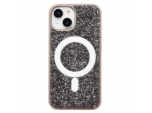 Чехол-накладка - SM029 POSH SHINE SafeMag для "Apple iPhone 15" россыпь кристаллов (gray tit(237169)