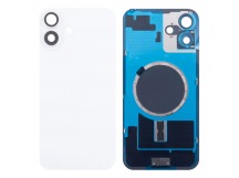 Задняя крышка для iPhone 16 Plus (A3290) в сборе со стеклом камеры Белый (стекло, монолит, MagSafe, логотип) - Премиум