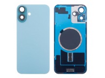 Задняя крышка для iPhone 16 Plus (A3290) в сборе со стеклом камеры Бирюзовый (стекло, монолит, MagSafe, логотип) - Премиум