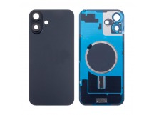 Задняя крышка для iPhone 16 (A3287) в сборе со стеклом камеры Черный (стекло, монолит, MagSafe, логотип) - Премиум