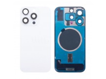 Задняя крышка для iPhone 16 Pro Max (A3296) в сборе со стеклом камеры Белый (стекло, монолит, MagSafe, логотип) - Премиум