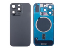 Задняя крышка для iPhone 16 Pro Max (A3296) в сборе со стеклом камеры Черный (стекло, монолит, MagSafe, логотип) - Премиум