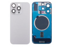 Задняя крышка для iPhone 16 Pro Max (A3296) в сборе со стеклом камеры Серый (стекло, монолит, MagSafe, логотип) - Премиум