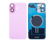 Задняя крышка для iPhone 16 Plus (A3290) в сборе со стеклом камеры Розовый (стекло, монолит, MagSafe, логотип) - Премиум