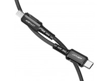 Кабель Type-C - Lightning Acefast C1-01 (3A, 30W, PD, MFI, оплетка нейлон, 1.2 м) Черный