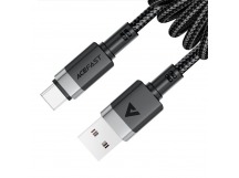 Кабель USB - Type-C Acefast C14-04 (3A, пружинный, оплетка нейлон, 1.2 м) Черный